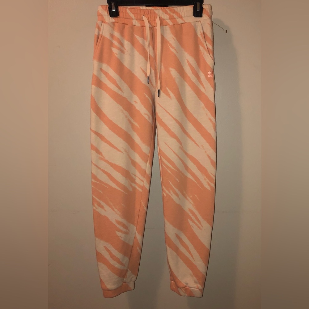 Sweaty Betty Nectarine Orange/Cream Tie Dye Essential Joggers,Size-Small